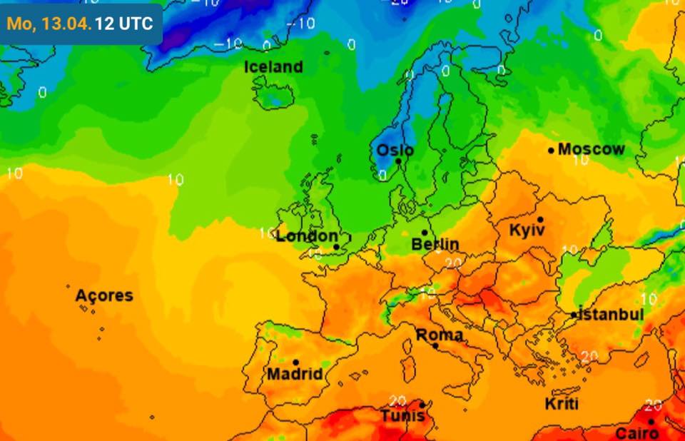 Карта теплой погоды